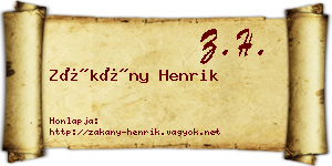 Zákány Henrik névjegykártya