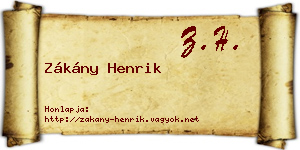Zákány Henrik névjegykártya